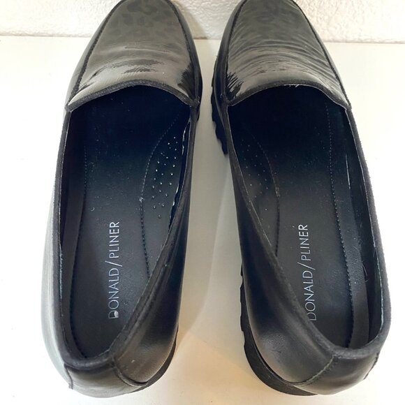 Donald J. Pliner Rowin Chunky Platform Leather Loafers Black Leopard 10 - Picture 6 of 8